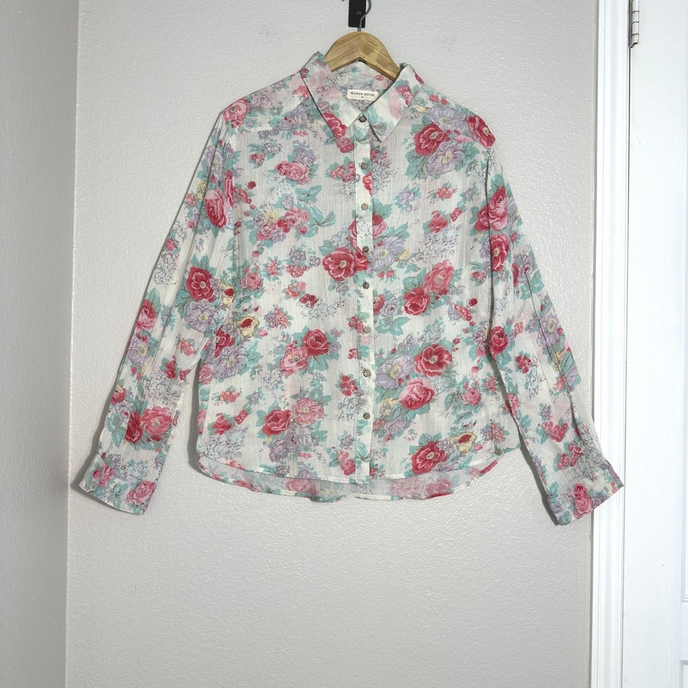 Maison Hotel Giorgia Blouse Candy Roses, Luxury Cottage Boho Romantic Career XL - Picture 3 of 12
